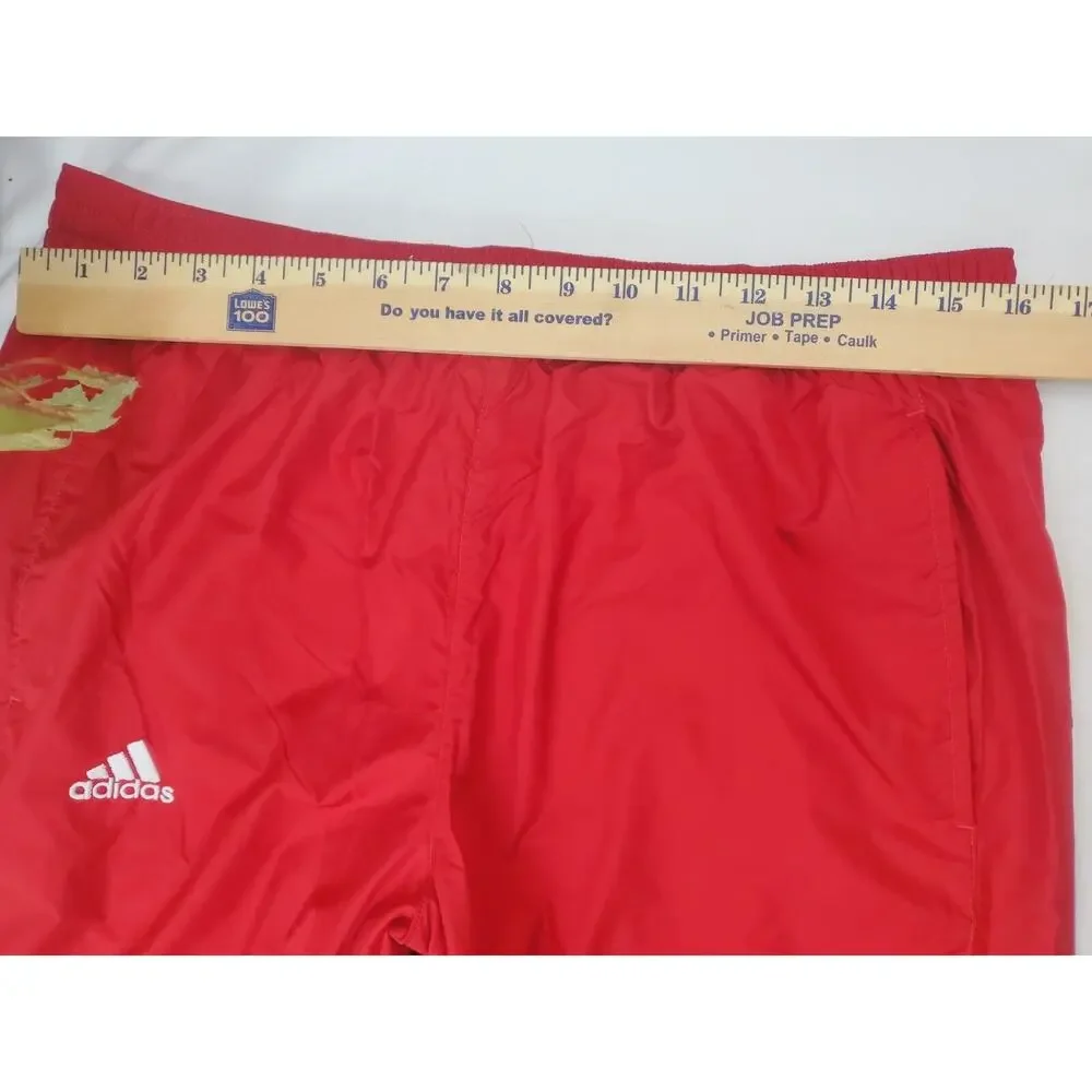 Adidas Pants Size L Vintage Y2K Mens Red Windbreaker Track Zip Leg Ruched 2006